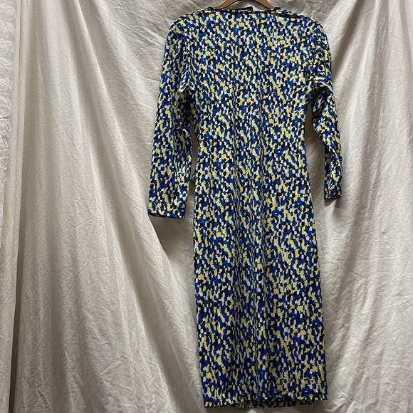 Evan Picone sz 6 slinky stretchy dress blue yellow black and white - Picture 4 of 4